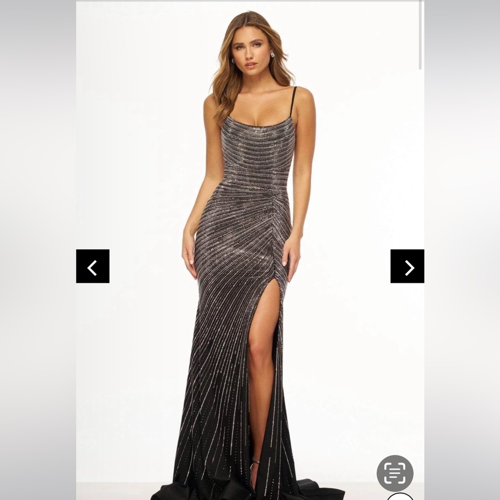 Sherri Hill, black beaded and sequin gown with corset back size 14